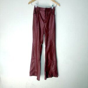 Nasty Gal Faux Leather Red High Rise Flare Wide Leg Pants Size 2